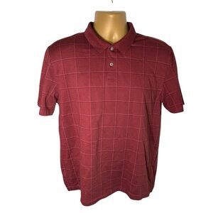 Van Heusen Grid Short Sleeeve Polo Maroon Combo M